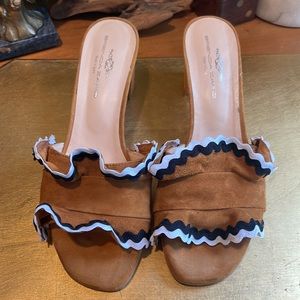 Brenda Zaro Suede Ruffle Heeled Sandals | Worn Once!